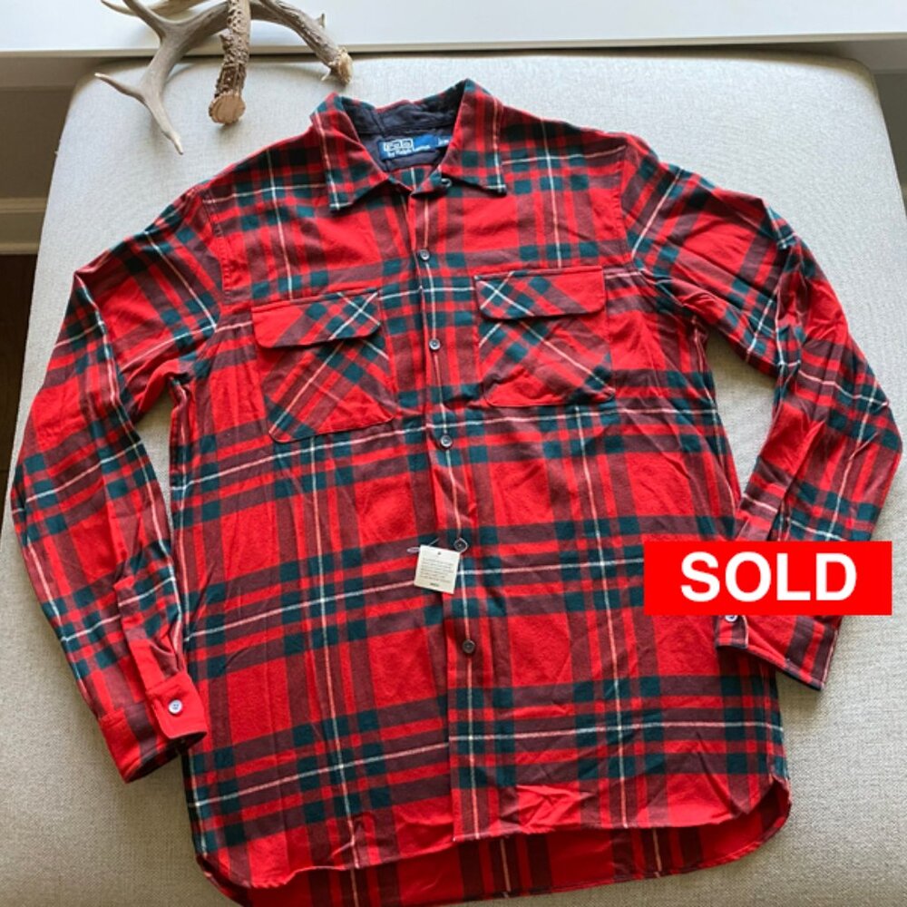 Polo Ralph Lauren New Men's Belleville Camp Red Flannel Shirt Size Medium
